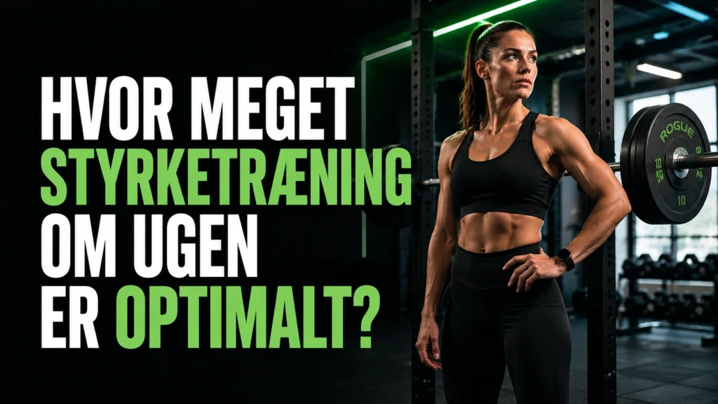 Kvinde står ved en vægtstang i et fitnesscenter som illustration til, hvor meget styrketræning om ugen der er optimalt.